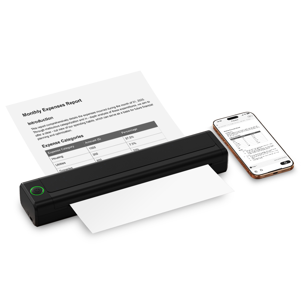 NEWYES Thermal Printing A4 Letter Size Paper Wireless Mobile Mini Portable Printer With 2000mAh Battery